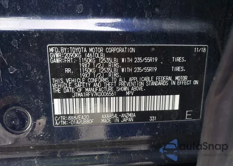 2019 Toyota Rav4 Xle Premium from USA, damaged, VIN JTMA1RFV7KD006561